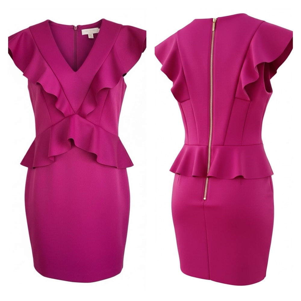 Ted Baker Fuchsia Ruffle Mini Dress U.S. 4